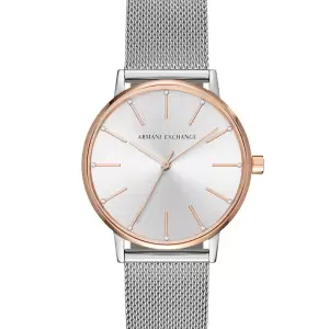 Armani Exchange Ceas din otel inoxidabil - bratara cu model plasa(dama)