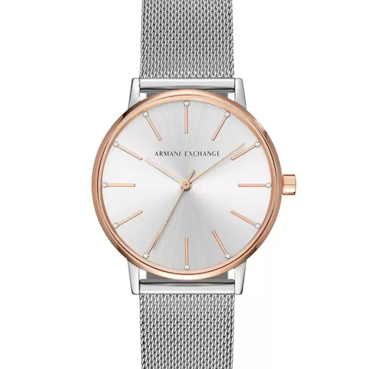 Armani Exchange Ceas din otel inoxidabil - bratara cu model plasa(dama)