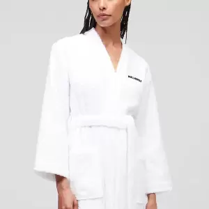 Karl Lagerfeld - Halat de baie lung 'Ikonik 2.0' alb