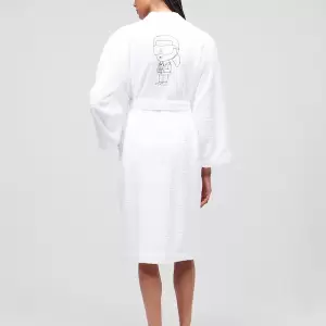 Karl Lagerfeld - Halat de baie lung 'Ikonik 2.0' alb