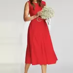 Alina Cernatescu - Rochie midi evazata cu o curea Vienna