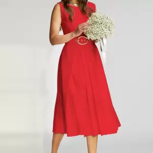 Alina Cernatescu - Rochie midi evazata cu o curea Vienna