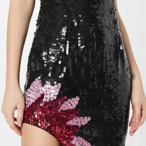 Nasty Gal - Rochie de cocktail mov orhidee / roșu carmin / negru