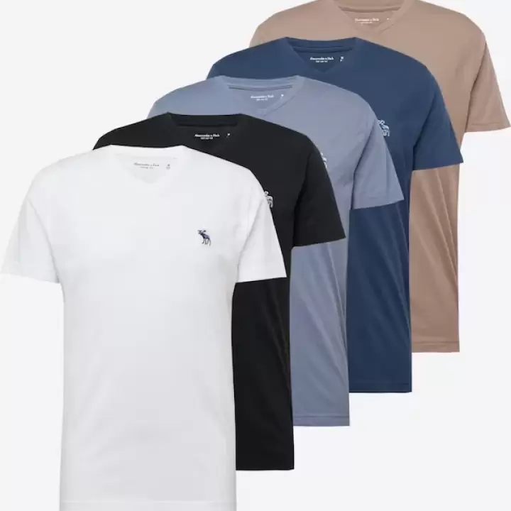 Abercrombie & Fitch - Pachet Tricou 5 piese, albastru,maro,negru,alb