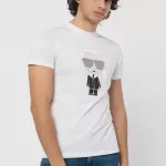Karl Lagerfeld - Tricou de bumbac alb cu imprimeu