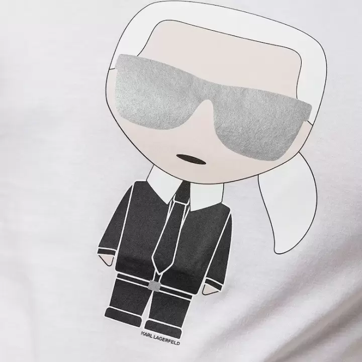 Karl Lagerfeld - Tricou de bumbac alb cu imprimeu