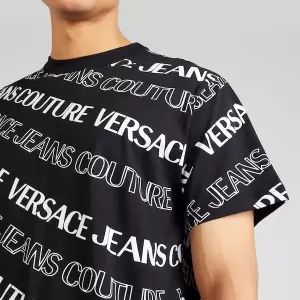 Versace Jeans Couture - Tricou negru / alb / auriu