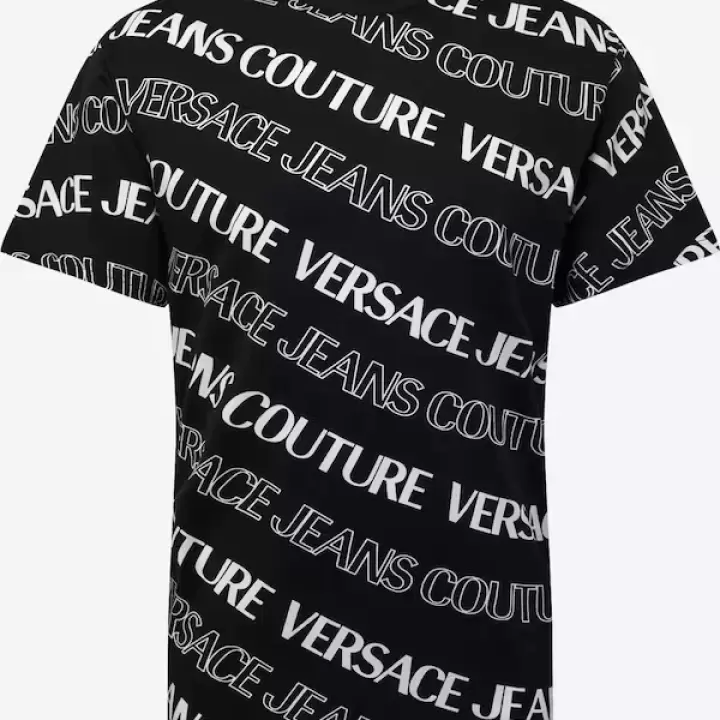 Versace Jeans Couture - Tricou negru / alb / auriu