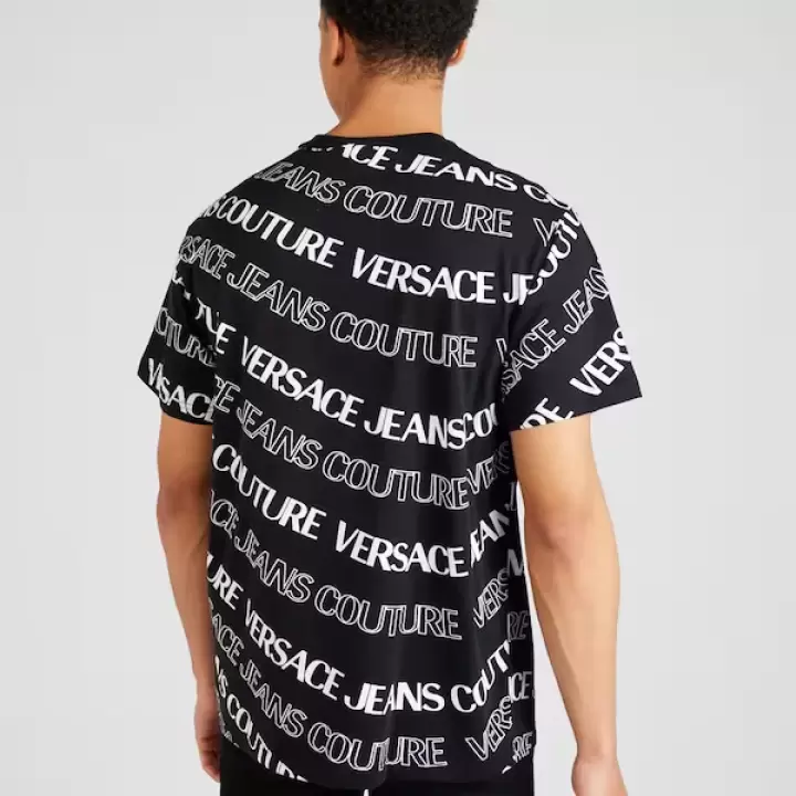 Versace Jeans Couture - Tricou negru / alb / auriu